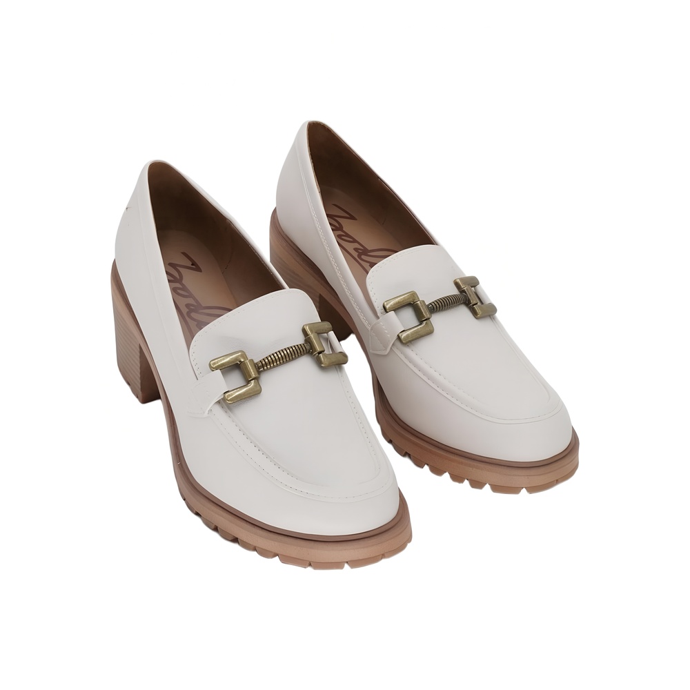 ZODIAC Women's Gemma White Block Heel Loafer Size 10